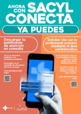 CARTEL SACYL CONECTA JUSTIFICANTES Y CITA